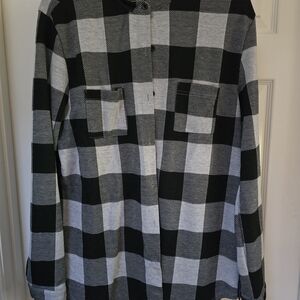 Plaid Black and Gray Women's Cardigan